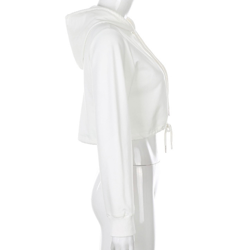 White Cropped Hoodie - Picture 7 of 7